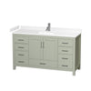 Custom image for Light Green with Brushed Nickel Trim / White Cultured Marble, Rectangular Sink / No Mirror