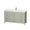 Custom image for Light Green with Brushed Nickel Trim / White Quartz, Rectangular Sink / No Mirror