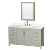 Custom image for Light Green with Brushed Nickel Trim / White Quartz, Rectangular Sink / Medicine Cabinet