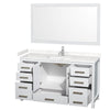 Custom image for White with Brushed Chrome Trim / Carrara Cultured Marble, Rectangular Sink / 58