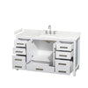 Custom image for White with Brushed Chrome Trim / Carrara Cultured Marble, Rectangular Sink / No Mirror