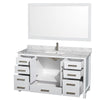 Custom image for White with Brushed Chrome Trim / White Carrara Marble, Rectangular Sink / 58