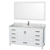Custom image for White with Brushed Chrome Trim / White Carrara Marble, Rectangular Sink / 58