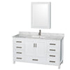 Custom image for White with Brushed Chrome Trim / White Carrara Marble, Rectangular Sink / Medicine Cabinet