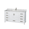 Custom image for White with Brushed Chrome Trim / White Carrara Marble, Rectangular Sink / No Mirror