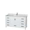 Custom image for White with Brushed Chrome Trim / White Carrara Marble, Rectangular Sink / Medicine Cabinet