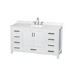 Custom image for White with Brushed Chrome Trim / Giotto Quartz, Rectangular Sink / No Mirror