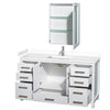 Custom image for White with Brushed Chrome Trim / White Cultured Marble, Rectangular Sink / Medicine Cabinet
