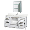 Custom image for White with Brushed Chrome Trim / White Quartz, Rectangular Sink / Medicine Cabinet