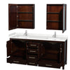Custom image for Espresso with Brushed Chrome Trim / Carrara Cultured Marble, Rectangular Sink / Medicine Cabinets