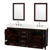 Custom image for Espresso with Brushed Chrome Trim / Carrara Cultured Marble, Rectangular Sink / 24