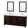 Custom image for Espresso with Brushed Chrome Trim / Carrara Cultured Marble, Rectangular Sink / 24