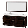 Custom image for Espresso with Brushed Chrome Trim / Carrara Cultured Marble, Rectangular Sink / 70
