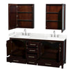 Custom image for Espresso with Brushed Chrome Trim / Carrara Cultured Marble, Rectangular Sink / Medicine Cabinets