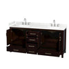 Custom image for Espresso with Brushed Chrome Trim / Carrara Cultured Marble, Rectangular Sink / No Mirror
