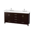 Custom image for Espresso with Brushed Chrome Trim / Carrara Cultured Marble, Rectangular Sink / No Mirror