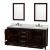 Custom image for Espresso with Brushed Chrome Trim / White Carrara Marble, Oval Sink / 24