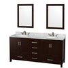 Custom image for Espresso with Brushed Chrome Trim / White Carrara Marble, Oval Sink / 24