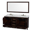 Custom image for Espresso with Brushed Chrome Trim / White Carrara Marble, Oval Sink / 70