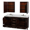 Custom image for Espresso with Brushed Chrome Trim / White Carrara Marble, Oval Sink / Medicine Cabinets