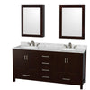 Custom image for Espresso with Brushed Chrome Trim / White Carrara Marble, Oval Sink / Medicine Cabinets