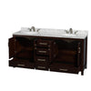 Custom image for Espresso with Brushed Chrome Trim / White Carrara Marble, Oval Sink / No Mirror