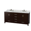 Custom image for Espresso with Brushed Chrome Trim / White Carrara Marble, Oval Sink / No Mirror