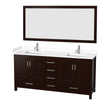 Custom image for Espresso with Brushed Chrome Trim / White Cultured Marble, Rectangular Sink / 70