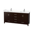 Custom image for Espresso with Brushed Chrome Trim / White Cultured Marble, Rectangular Sink / No Mirror