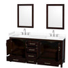 Custom image for Espresso with Brushed Chrome Trim / White Cultured Marble, Rectangular Sink / 24