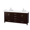 Custom image for Espresso with Brushed Chrome Trim / White Cultured Marble, Rectangular Sink / No Mirror
