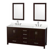 Custom image for Espresso with Brushed Chrome Trim / White Quartz, Rectangular Sink / 24