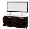 Custom image for Espresso with Brushed Chrome Trim / White Quartz, Rectangular Sink / 70