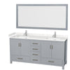 Custom image for Gray with Brushed Chrome Trim / Carrara Cultured Marble, Rectangular Sink / 70