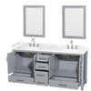 Custom image for Gray with Brushed Chrome Trim / Carrara Cultured Marble, Rectangular Sink / 24