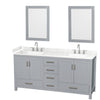 Custom image for Gray with Brushed Chrome Trim / Carrara Cultured Marble, Rectangular Sink / 24