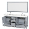 Custom image for Gray with Brushed Chrome Trim / Carrara Cultured Marble, Rectangular Sink / 70