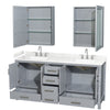 Custom image for Gray with Brushed Chrome Trim / Carrara Cultured Marble, Rectangular Sink / Medicine Cabinets