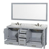 Custom image for Gray with Brushed Chrome Trim / White Carrara Marble, Oval Sink / 70