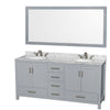 Custom image for Gray with Brushed Chrome Trim / White Carrara Marble, Oval Sink / 70