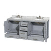Custom image for Gray with Brushed Chrome Trim / White Carrara Marble, Oval Sink / No Mirror