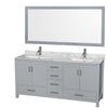 Custom image for Gray with Brushed Chrome Trim / White Carrara Marble, Rectangular Sink / 70
