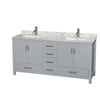 Custom image for Gray with Brushed Chrome Trim / White Carrara Marble, Rectangular Sink / No Mirror