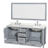 Custom image for Gray with Brushed Chrome Trim / Giotto Quartz, Rectangular Sink / 70