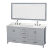 Custom image for Gray with Brushed Chrome Trim / Giotto Quartz, Rectangular Sink / 70