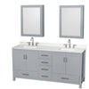 Custom image for Gray with Brushed Chrome Trim / Giotto Quartz, Rectangular Sink / Medicine Cabinets