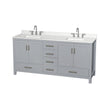 Custom image for Gray with Brushed Chrome Trim / Giotto Quartz, Rectangular Sink / No Mirror