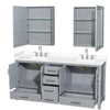 Custom image for Gray with Brushed Chrome Trim / White Cultured Marble, Rectangular Sink / Medicine Cabinets