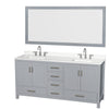 Custom image for Gray with Brushed Chrome Trim / White Quartz, Rectangular Sink / 70