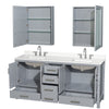 Custom image for Gray with Brushed Chrome Trim / White Quartz, Rectangular Sink / Medicine Cabinets